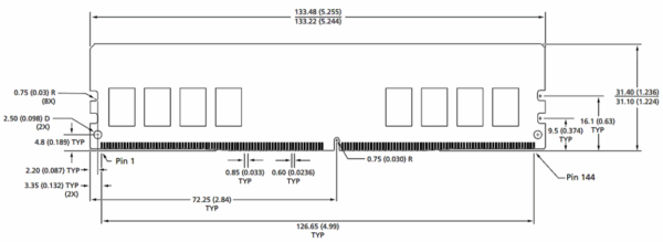ddr4 udimm dimensions